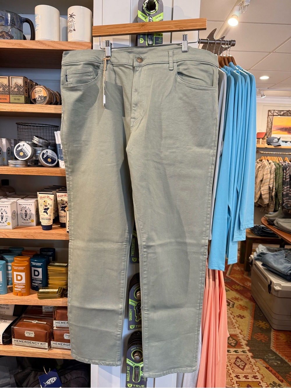 Men's Straight Chinos in Sage Green